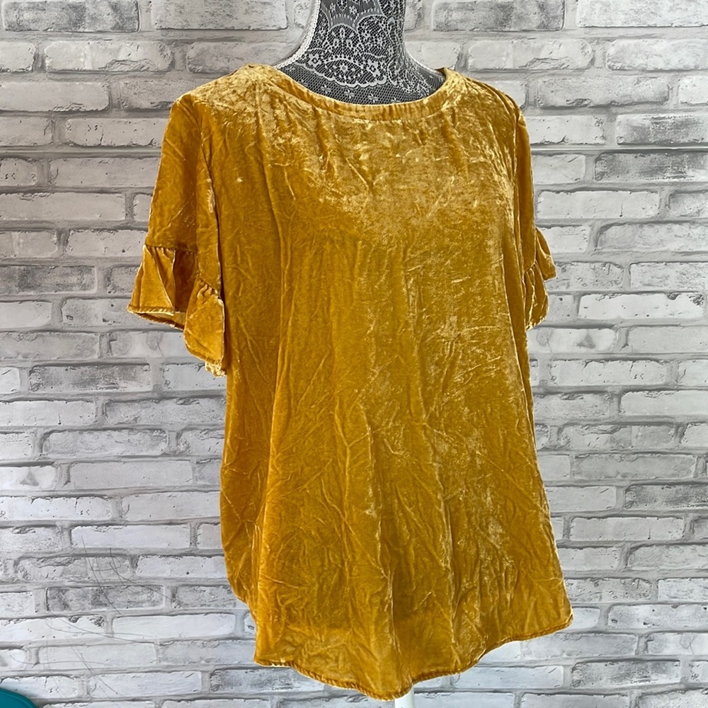 Elegant Gold Velvet Women's Top